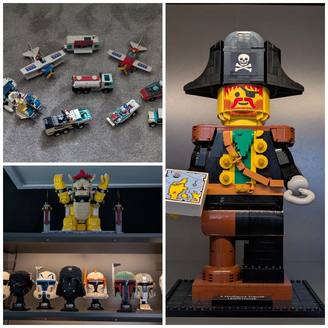 LEGO store display with colorful bricks