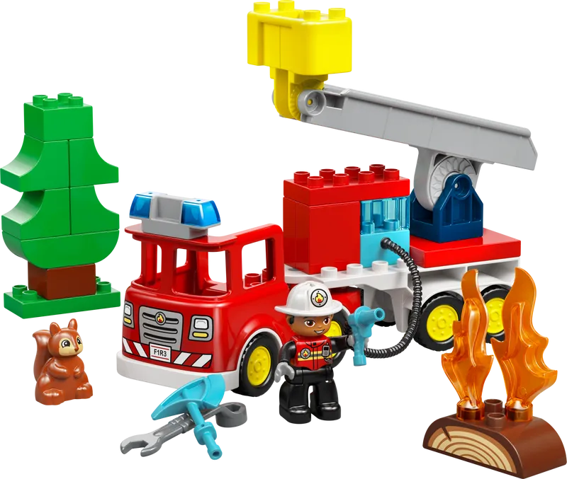 Fire Truck with Hose and Firefighter