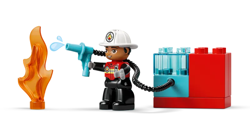 Fire Truck with Hose and Firefighter