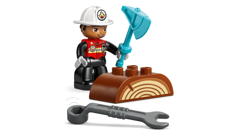 Fire Truck with Hose and Firefighter