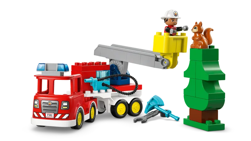 Fire Truck with Hose and Firefighter