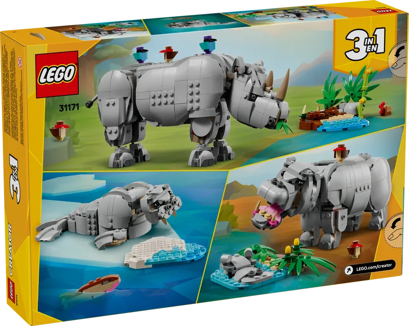 Wild Animals: Majestic Rhino with Birds