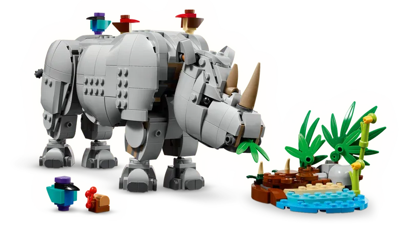 Wild Animals: Majestic Rhino with Birds