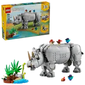 Wild Animals: Majestic Rhino with Birds
