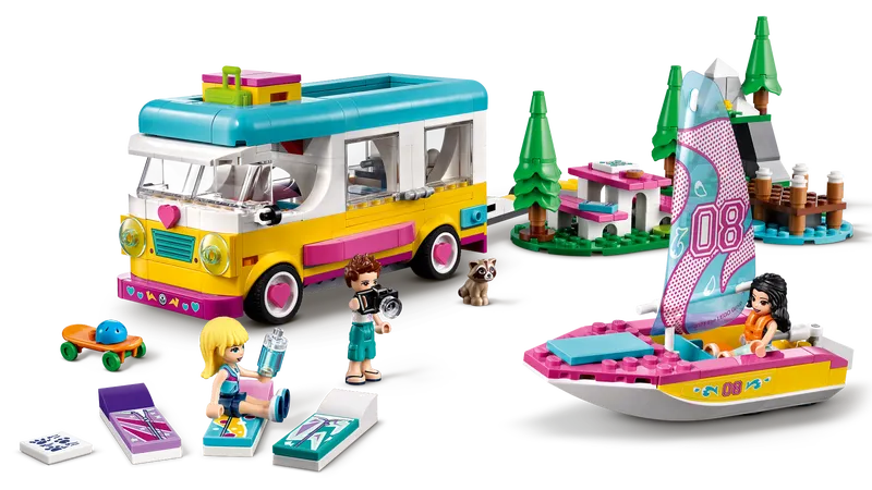 Forest Camper Van and Sailboat