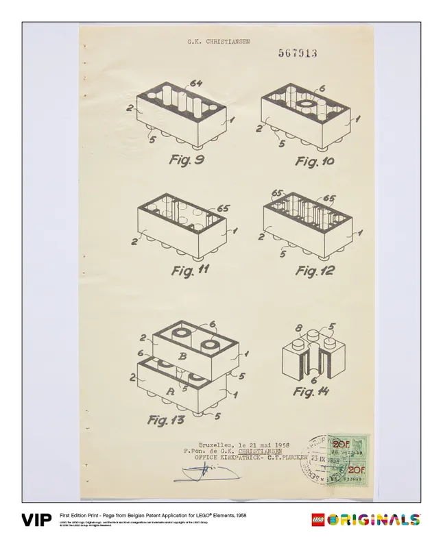 Belgian Patent LEGO Elements 1958 Belgian Patent LEGO Elements 1958