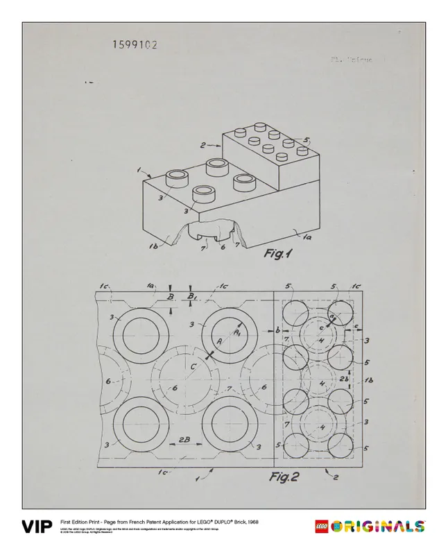 French Patent LEGO DUPLO Brick 1968 French Patent LEGO DUPLO Brick 1968