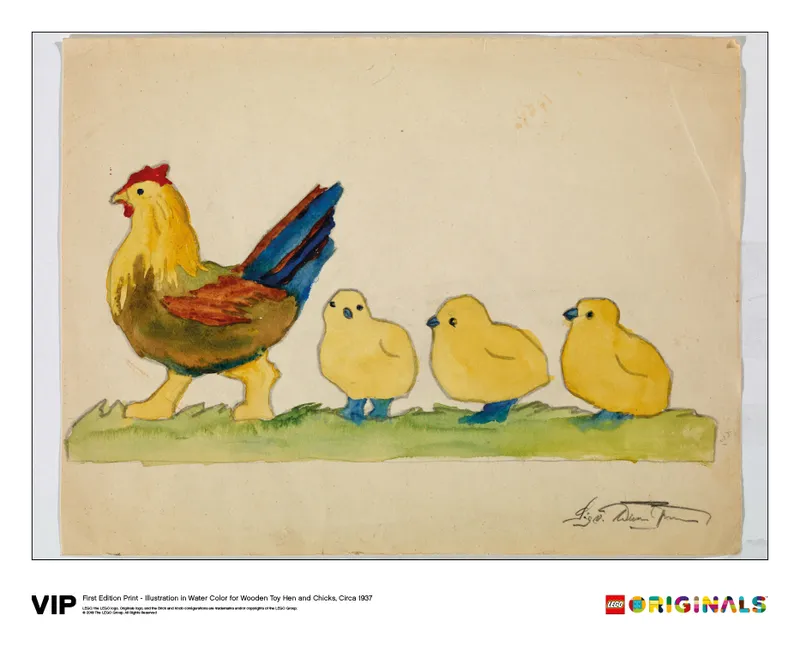 Illustration Wooden Toy Hen and Chicks Illustration Wooden Toy Hen and Chicks