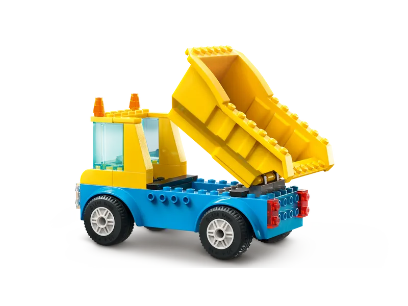 Construction Trucks and Wrecking Ball Crane