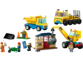 Construction Trucks and Wrecking Ball Crane