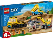 Construction Trucks and Wrecking Ball Crane