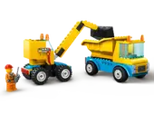 Construction Trucks and Wrecking Ball Crane