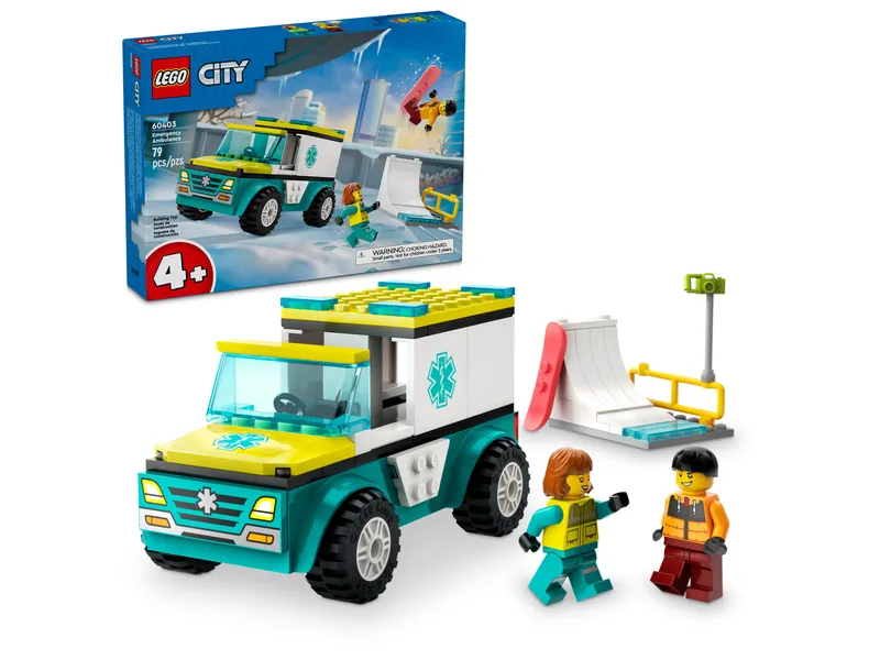 Emergency Ambulance and Snowboarder Emergency Ambulance and Snowboarder