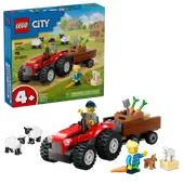 Red Farm Tractor with Trailer & Sheep