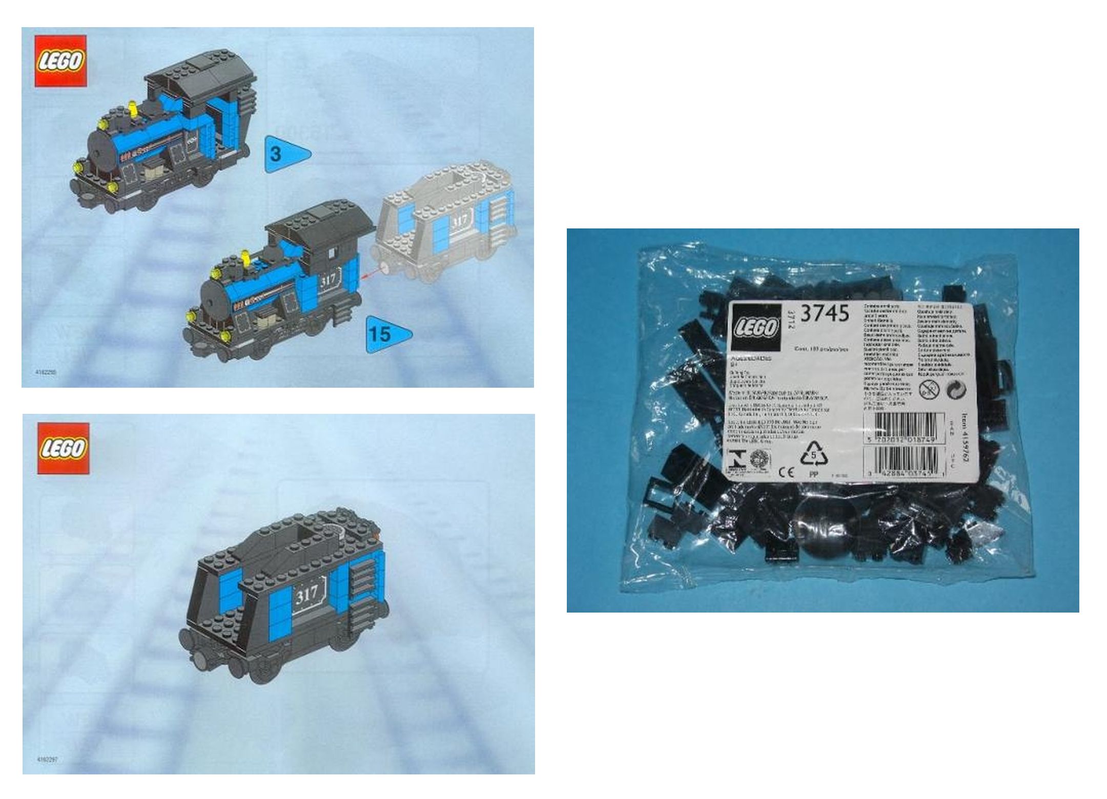 Small Train Engine with Tender Black